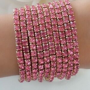 Stretch Bracelet Gold with Swarovski Crystals in Rose NEW w/pouchMix Stack Layer